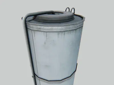 Silo metal pipe with ladder Low-poly 3D model