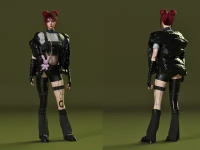 Cyber Girl - Game Ready Low-poly 3D model