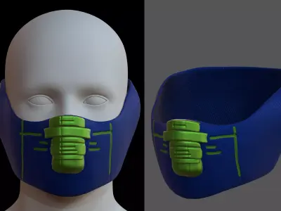 Gas mask helmet 3d model scifi Low-poly  Low-poly 3D model 256