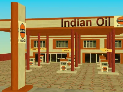 Indian City Petrol Pump 3D Model 3D model
