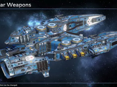 Spaceship Destroyer Warhawk Low-poly 3D model