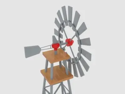 Wind Pump Nevadan Dessert  Low-poly 3D model