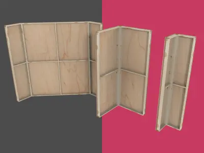 Modular Construction site partition walls for games Low-poly 3D model