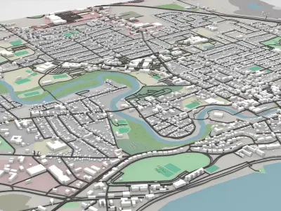 Cityscape Plattsburgh Clinton County New York United States 3D model