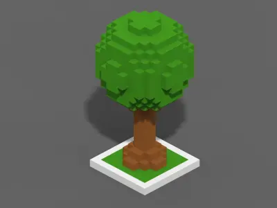 Tree Voxel - 1 Low-poly 3D model