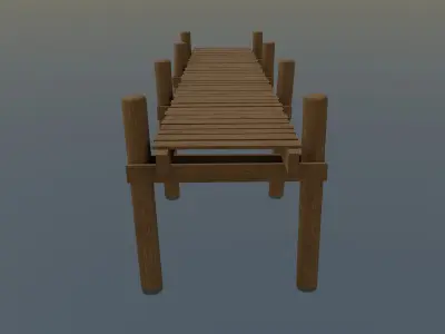 Wood Pier Low-poly 3D model