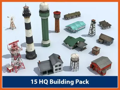 Building Pack 2  Low-poly 3D model