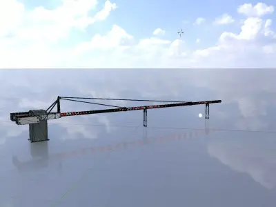 Railway Crossing Barrier 9 m closed Low-poly 3D model