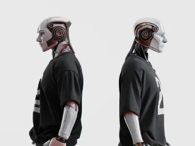 Futuristic Humanoid Robots Set of 2 3D model