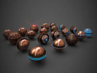 Sci-Fi Sphere Collection Metal Two Low-poly 3D model