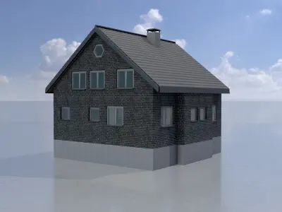 Modern single-family house version 3 R Low-poly 3D model