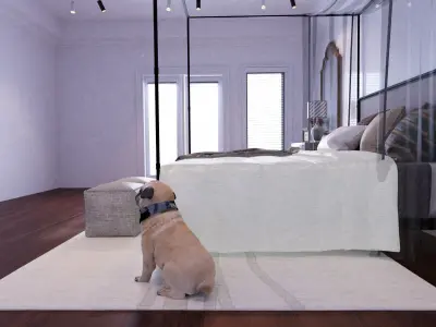 Bedroom Scene 01 Low-poly 3D model