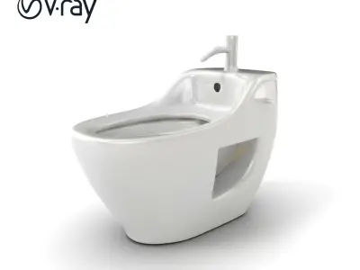 Traditional Ceramic Bidet Model Pack Low-poly 3D model