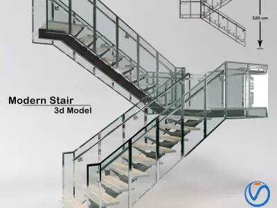 modern stair 02 3D model