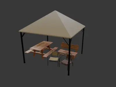 OUTDOOR FURNITURE PACK Low-poly 3D model
