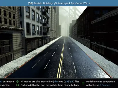 50 Realistic Buildings 3D Assets Pack For Godot Vol 2 Low-poly 3D model