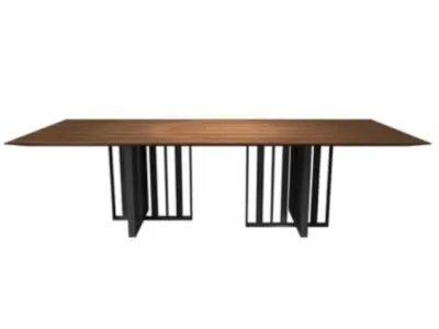 Spitalfields dining table with metal legs and wood top 3D model