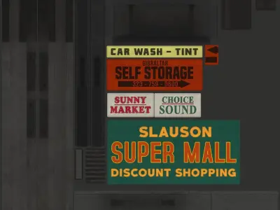 Mall Sign Billboard Low-poly 3D model