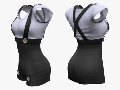 Steampunk Romper Outfit Low-poly 3D model