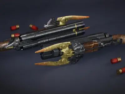 Double Barrel Shotgun Low-poly 3D model