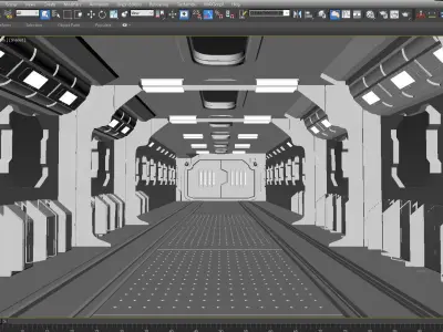SCI FI INTERIOR SCENE SPACE SHIP Low-poly 3D model