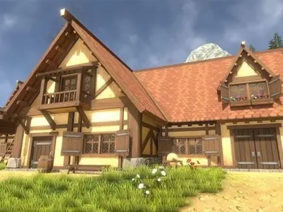 3D Medieval House Village Cartoon Kit Low-poly 3D model