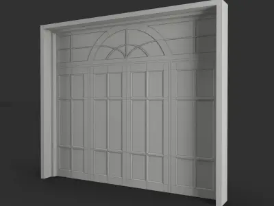 Large Entry Door with Glass Inserts 3D model