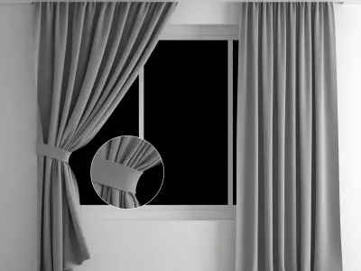 curtain room with curtains and window 3D model