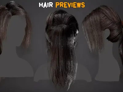 10 Ponytail Hair Models and PBR Textures  Vol 05 Low-poly 3D model