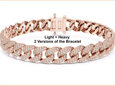 Cuban Chain  Bracelet 3dm stl renders Animation video details 3D print model