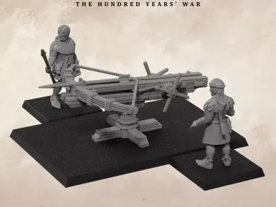 Mediaval giant crossbow war machine 14th century 3D print model