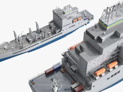  Military Replenishment Vessel with Helicopter on Stern Grey 
