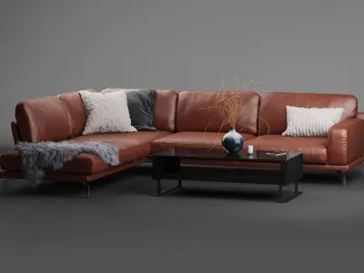 PERUNA LEATHER MODULAR SECTIONAL SOFA  3D model
