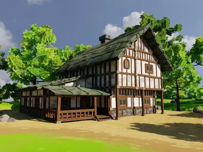 Medieval House 7 With Environment Low-poly 3D model
