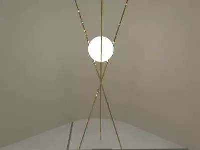 lamps gold floor lamp with ball in middle 3D model