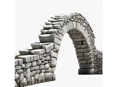 Ancient Fantasy Stone Bridge Section for 3D print 3D model