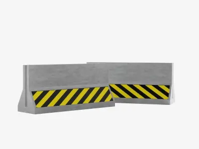 Concrete Barrier Low-poly 3D model 14
