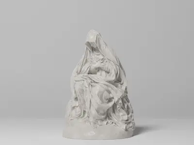 Seated Virgin Mary Sculpture VR AR Mobile-ready Game-ready Low-poly 3D model