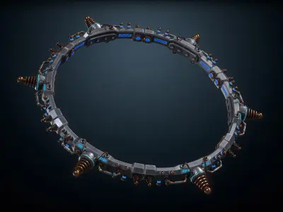 Steampunk Portal Low-poly 3D model