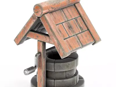 Stylized Well 3d model game rady Low-poly 3D model