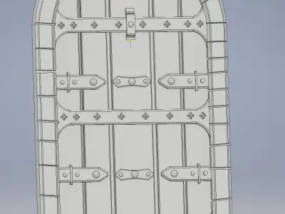 Medieval Wooden Door with Metal Hinges and Lock 3D print model