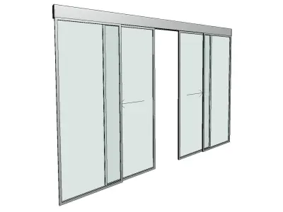 Curtain Wall Automatic Double Sliding Door 3D model