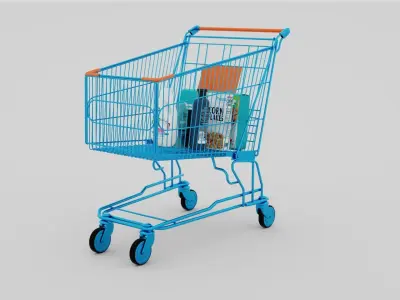 shopping cart 3D model Textured