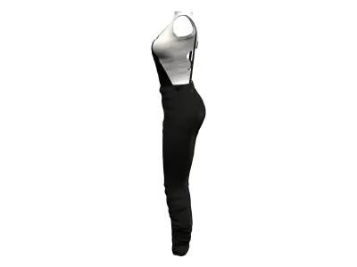 Shiny Leather Coveralls Overalls With Suspenders Low-poly 3D model