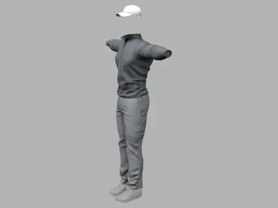 Men Full Golfer Outfit Low-poly 3D model