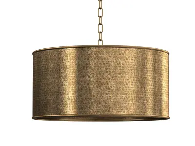Hammered Brass Drum Shade Pendant 3D model