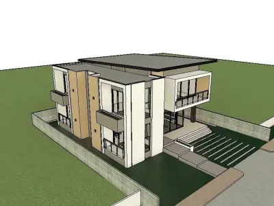 MODERN 2 STOREY HOUSE Low-poly 3D model
