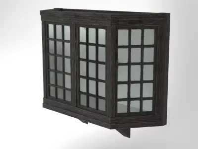 Medieval Bay Window Glass and Wood 3D Model Tudor Low-poly 3D model