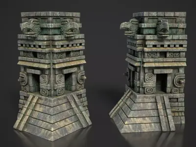 Mayan Temple Wall Modulars 07 250726 Low-poly 3D model