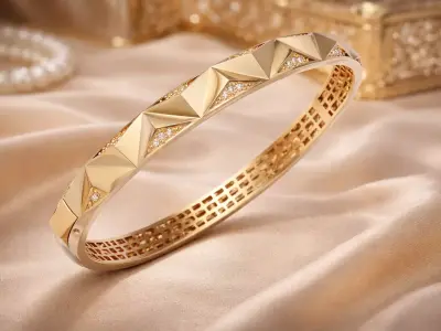 KALISTA Luxury Faceted Women Gold Bangle 3D print model